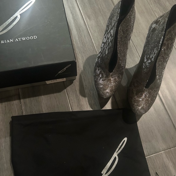 Brian Atwood Metallic Leopard platform Booties - Picture 2 of 5